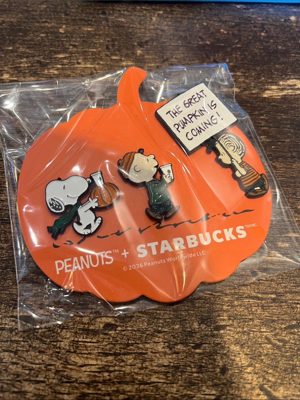 Peanuts x Starbucks Orange Pumpkin Pin Set